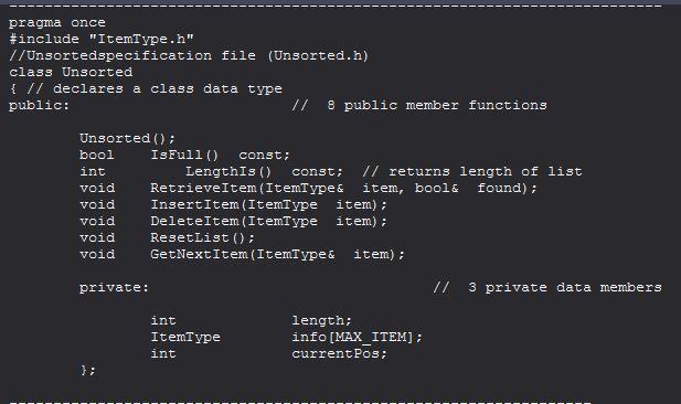 Solved -You are given the code for the ItemType and | Chegg.com