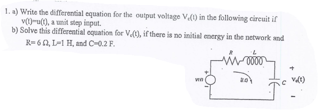 Solved 1. a) Write the differential equation for the output | Chegg.com