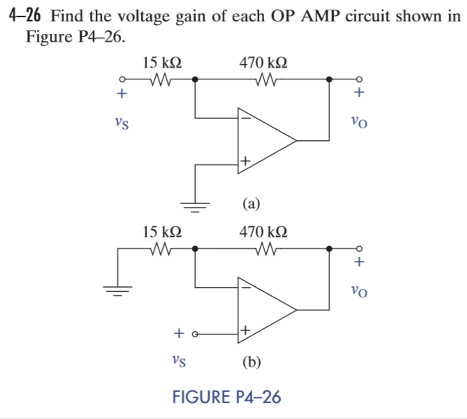 Solved 4–26 Find the voltage gain of each OP AMP circuit | Chegg.com