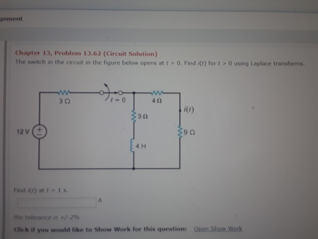 Solved Ment Chapter 13, Problem 13.62 (Circuit Solution) The | Chegg.com