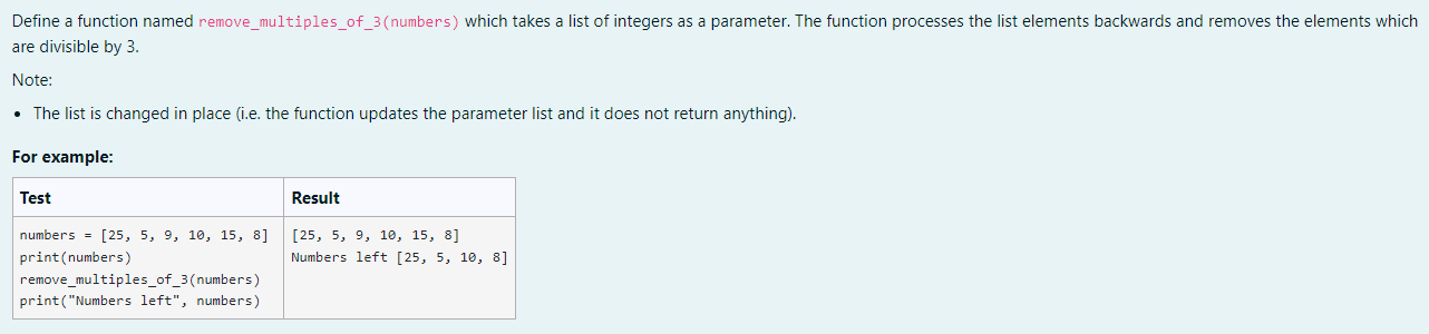 Define a function named remove_multiples_of_3(numbers) which takes a list of integers as a parameter. The function processes 