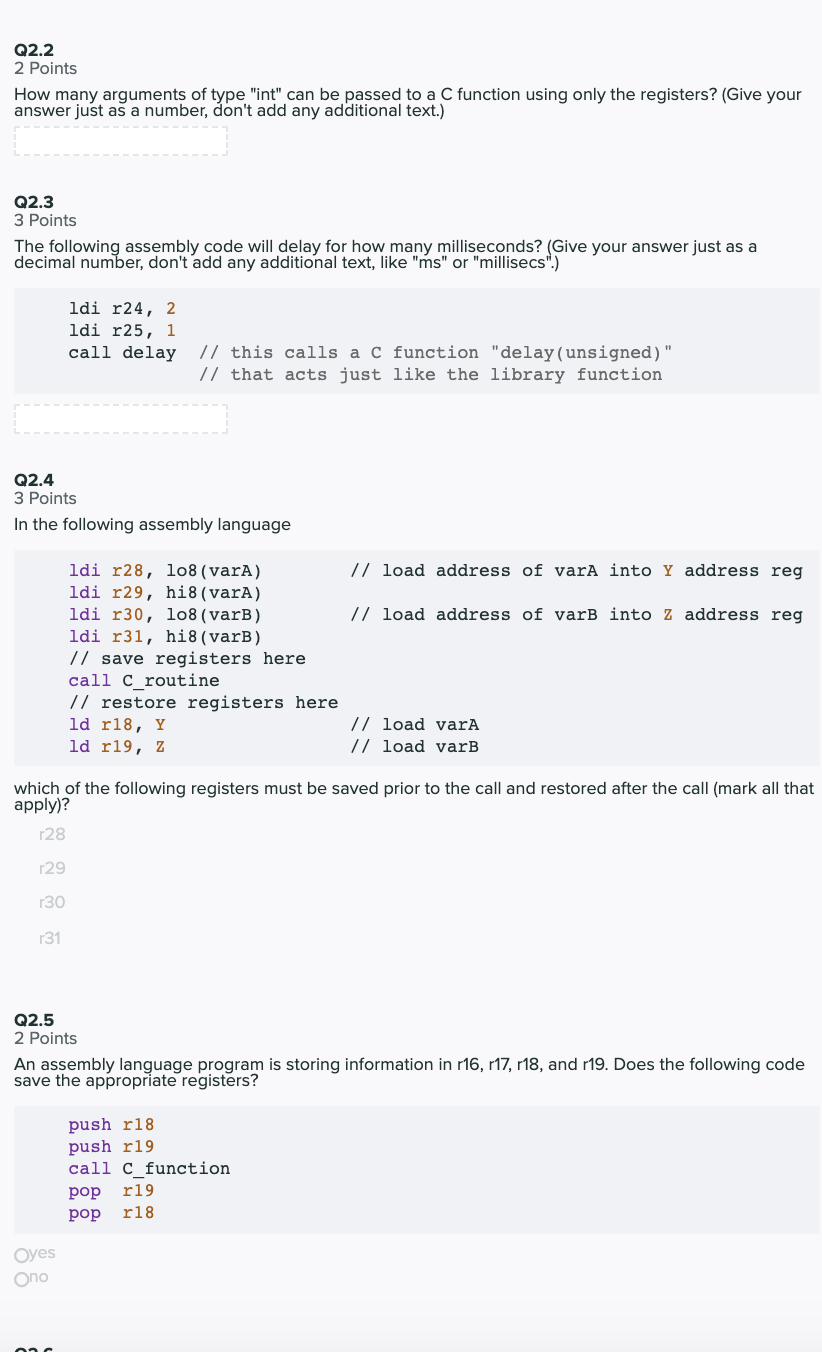 q2-2-2-points-how-many-arguments-of-type-int-can-be-passed-to-a-c-function-using-only-the