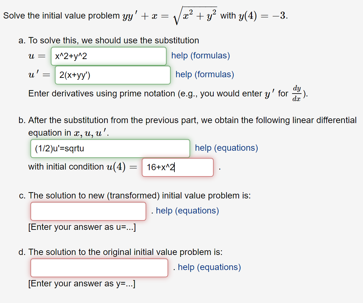 Solved Solve The Initial Value Problem Yy X X2 Y2