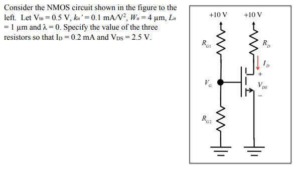 Solved Consider the NMOS circuit shown in the figure to the | Chegg.com