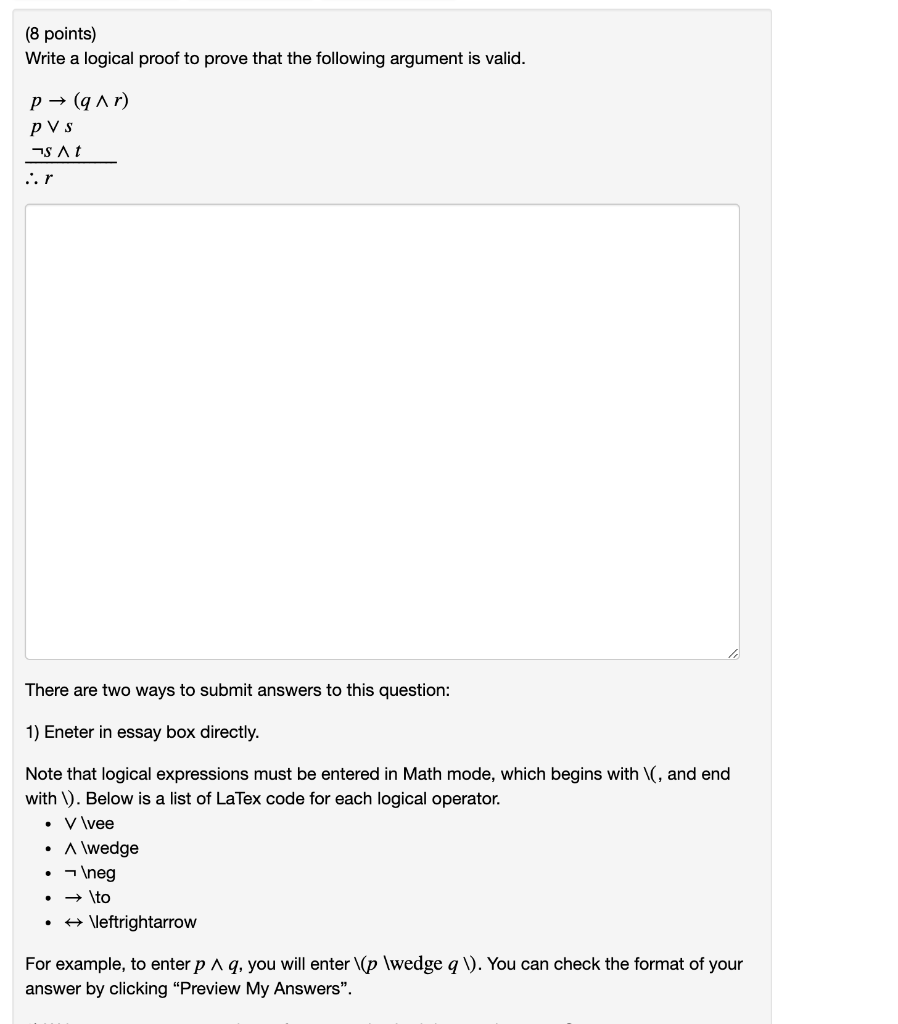 Solved (8 points) Write a logical proof to prove that the | Chegg.com