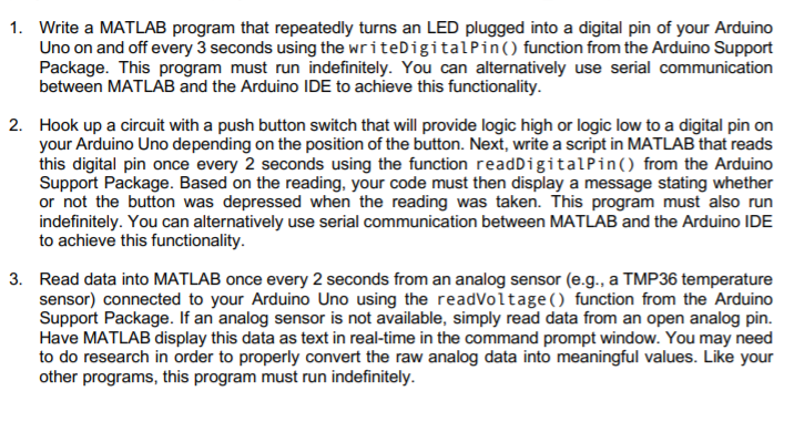 1. Write a MATLAB program that repeatedly turns an | Chegg.com