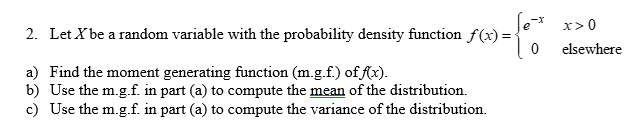 Solved 2. Let X be a random variable with the probability | Chegg.com