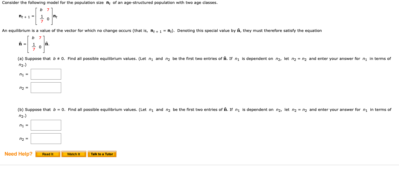 Solved Consider the following model for the population size | Chegg.com