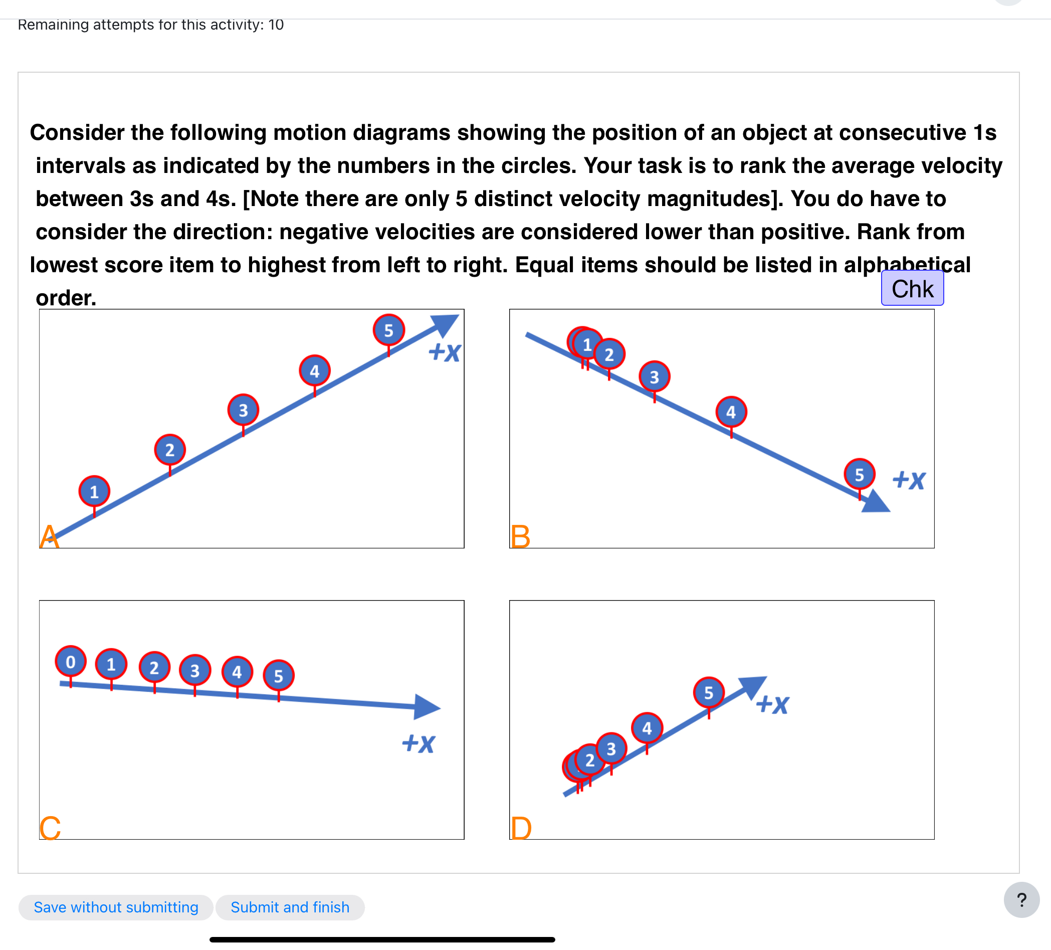 Solved Consider the following motion diagrams showing the | Chegg.com