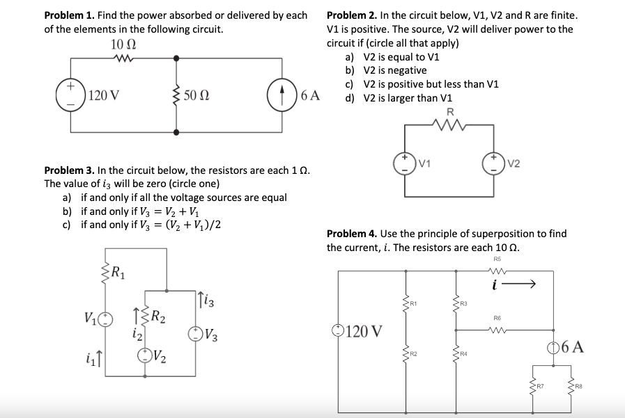 Solved Problem 1. Find The Power Absorbed Or Delivered By | Chegg.com