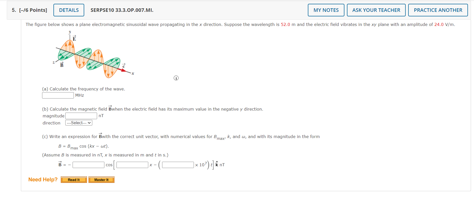 Solved (i) (a) Calculate the frequency of the wave. | MHz | Chegg.com