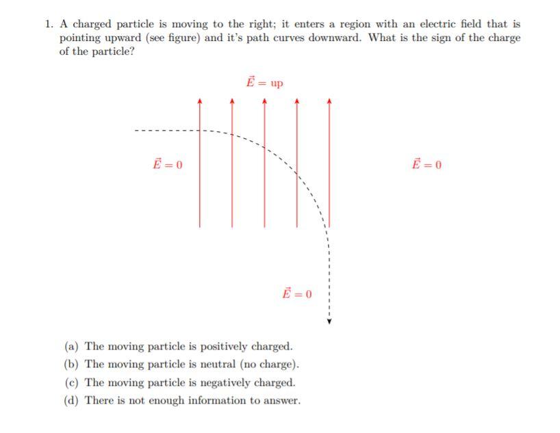 Solved 1. A charged particle is moving to the right; it | Chegg.com