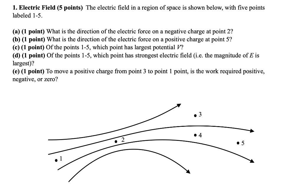 Solved 1. Electric Field (5 points) The electric field in a | Chegg.com
