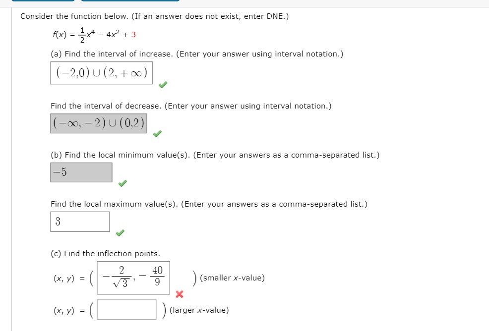 Solved Consider The Function Below If An Answer Does No Chegg Com