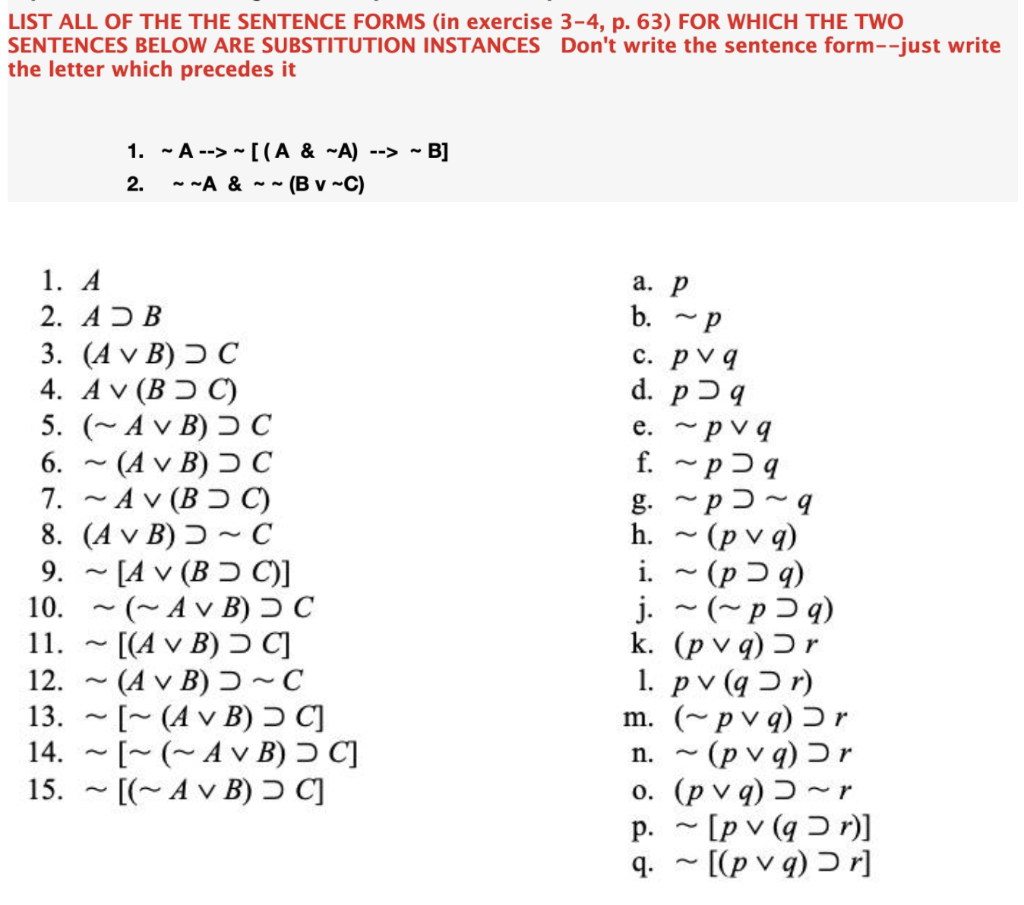 Solved LIST ALL OF THE THE SENTENCE FORMS (in exercise 3-4, | Chegg.com