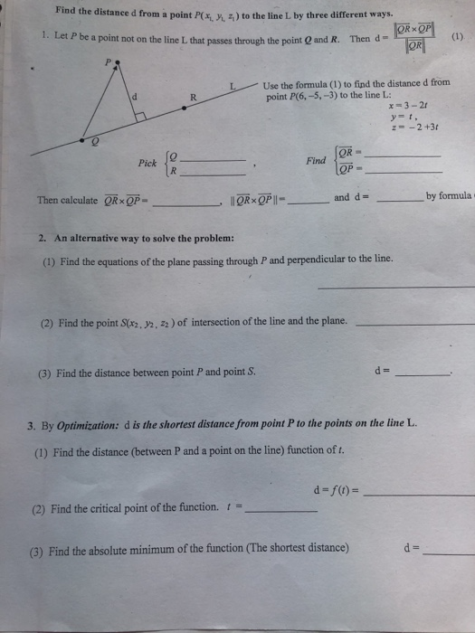 Solved Find the distance d from a po int P(x, y, z) to the | Chegg.com