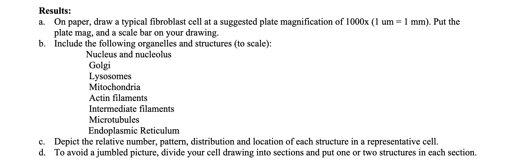 Results: a. On paper, draw a typical fibroblast cell | Chegg.com