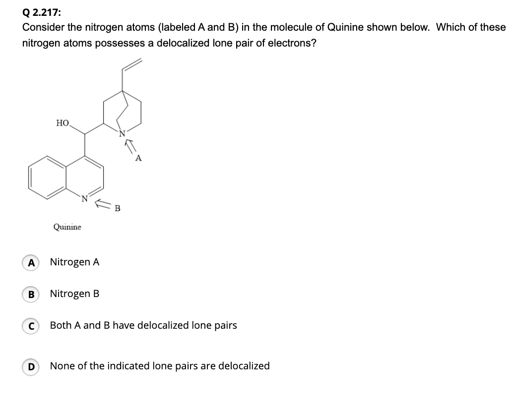 Solved Q 2.217: Consider the nitrogen atoms (labeled A and | Chegg.com