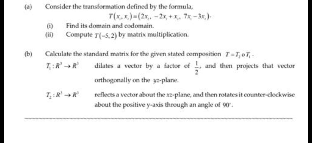 Solved (a) Consider the transformation defined by the | Chegg.com
