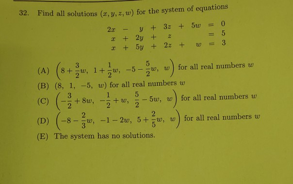 Solved 32 Find All Solutions I Y Z W For The System O Chegg Com