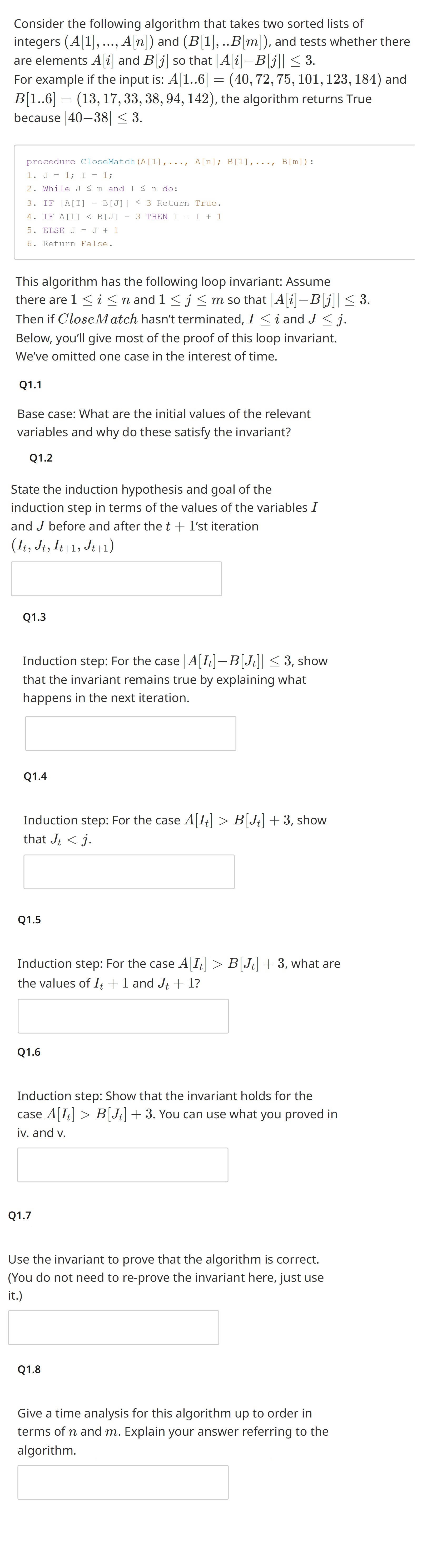 Solved Consider the following algorithm that takes two | Chegg.com