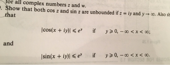 Solved For all complex numbers z and w. Show that both cos | Chegg.com