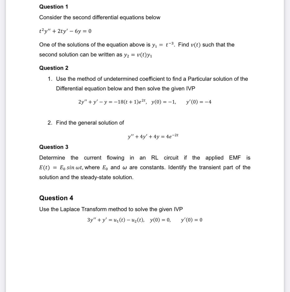 Solved Consider the second differential equations below | Chegg.com