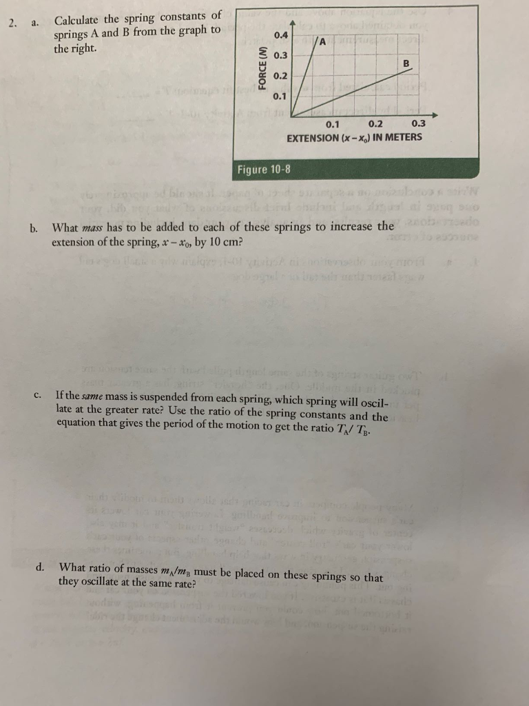 Solved 2. a. Calculate the spring constants of springs A and | Chegg.com