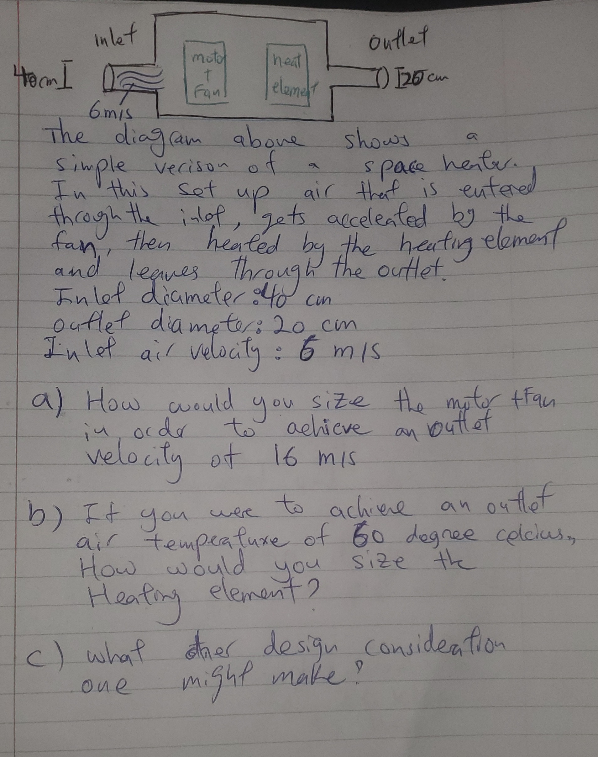 Solved Basic Thermo/Fluid Dynamics questions: D_inlet | Chegg.com