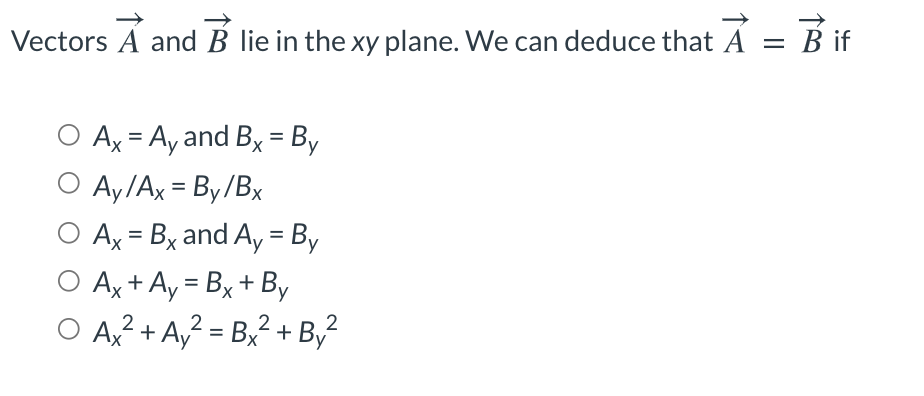 Solved Vectors A and B lie in the xy plane. We can deduce | Chegg.com