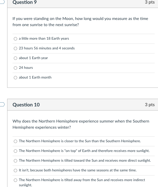 Solved Question 9 3 pts If you were standing on the Moon,