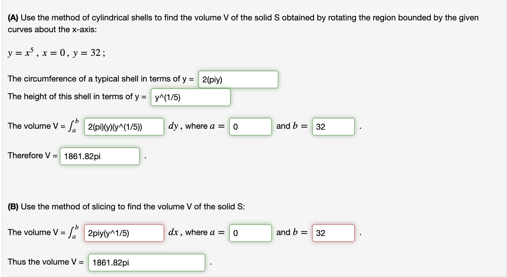 Solved (A) Use the method of cylindrical shells to find the | Chegg.com