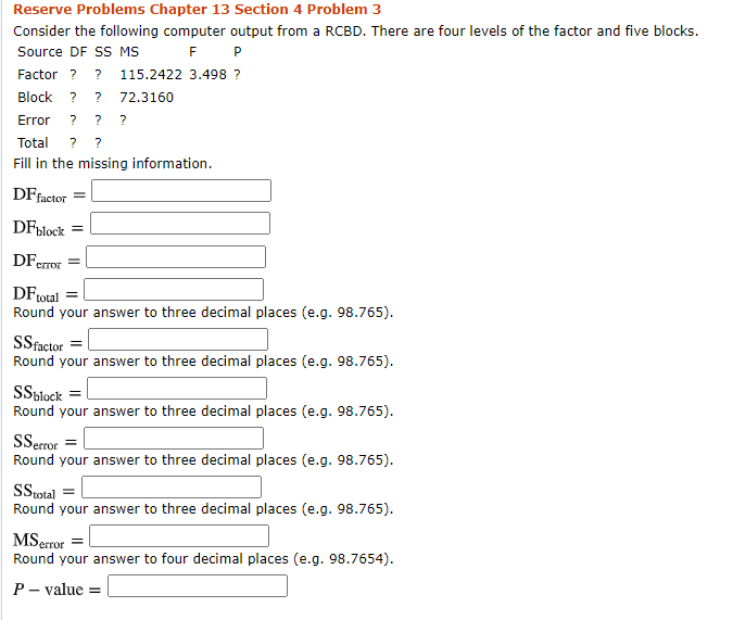 Solved Reserve Problems Chapter 13 Section 4 Problem 3 | Chegg.com