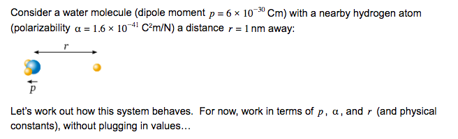 Solved Consider a water molecule (dipole moment p = 6 x | Chegg.com