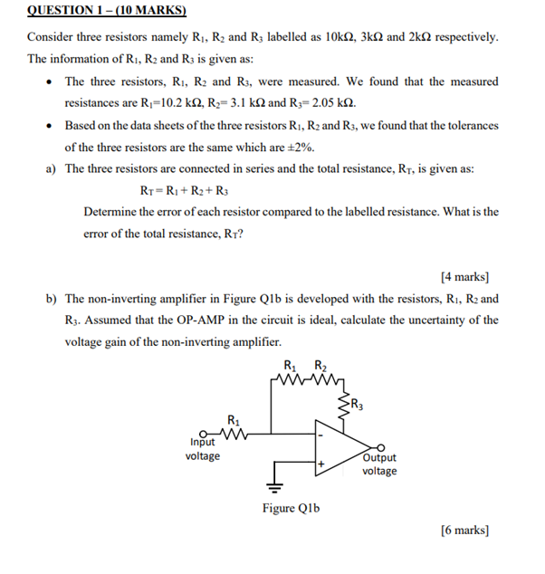 Solved QUESTION 1-(10 MARKS) Consider Three Resistors Namely | Chegg.com