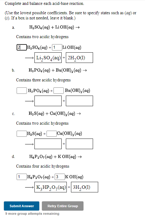 Solved Write the balanced formula equation for the acid-base | Chegg ...