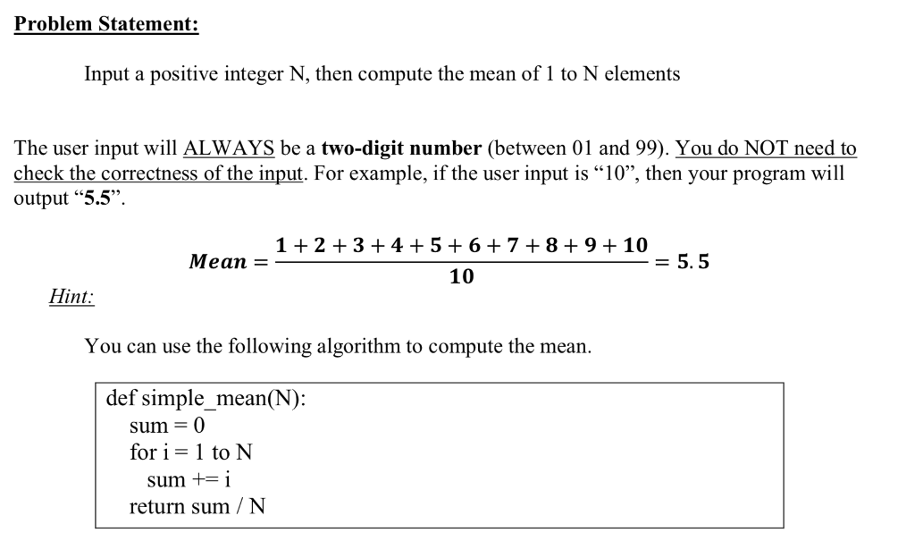 Problem Statement: Input a positive integer N, then | Chegg.com