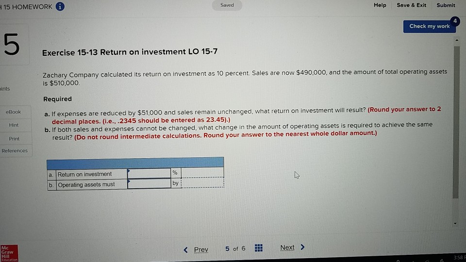 Solved 15 HOMEWORK Help Save & Exit Submit Saved Check my | Chegg.com
