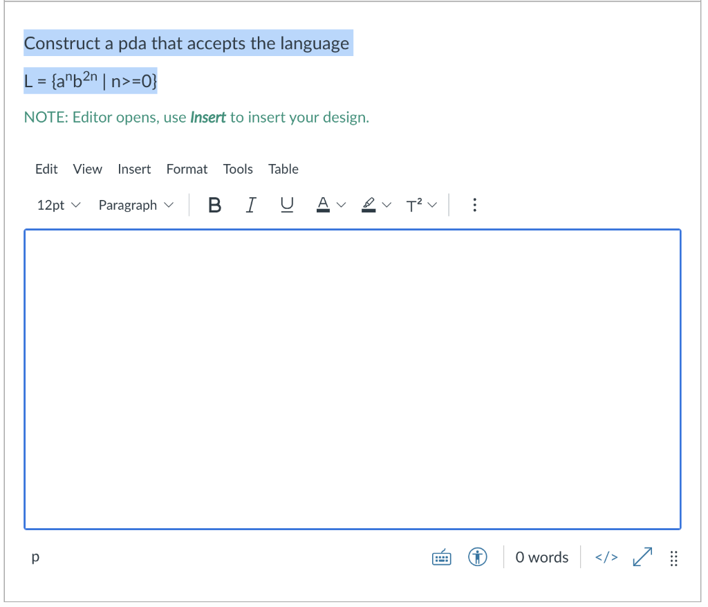 Solved Construct a pda that accepts the language L = {a"b2n