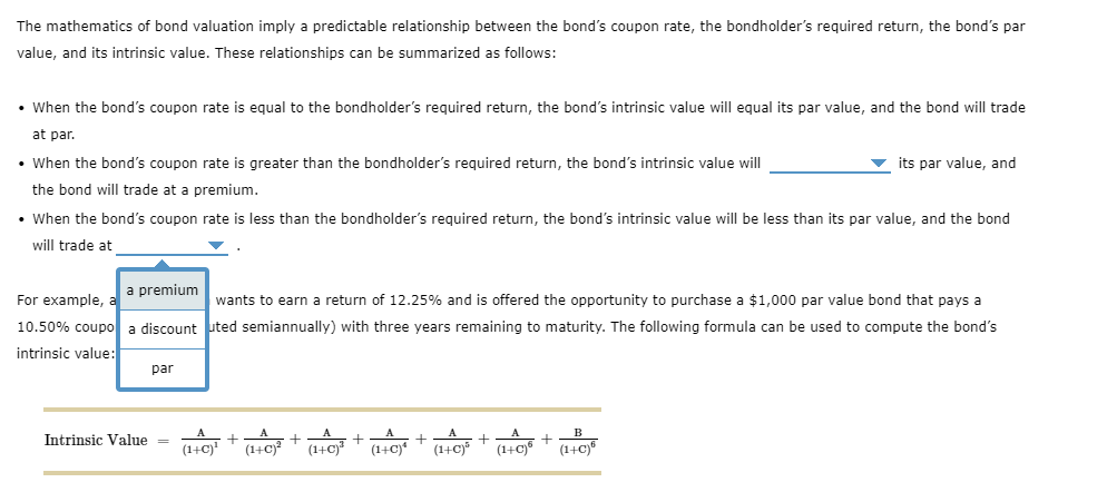 Solved The process of bond valuation is based on the | Chegg.com