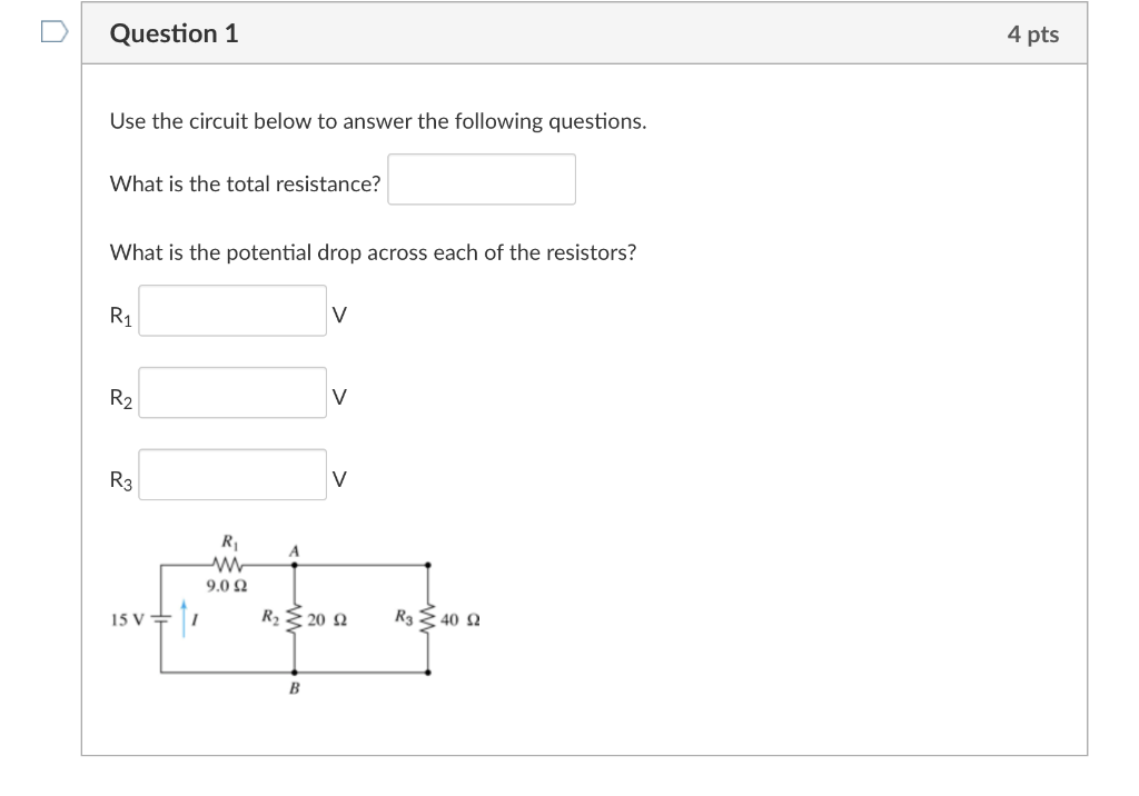Solved Question 1 4 pts Use the circuit below to answer the | Chegg.com