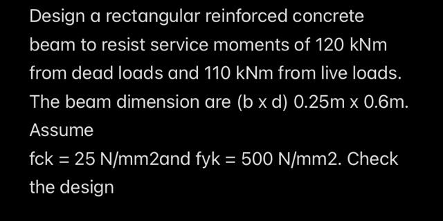 Solved Design a rectangular reinforced concrete beam to | Chegg.com