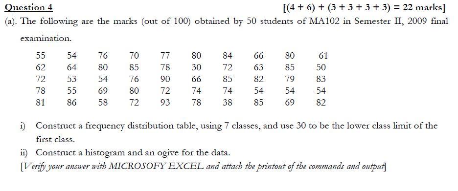 Solved Question 4 [(4+6)+(3+3+3+3)=22 marks ] (a). The | Chegg.com