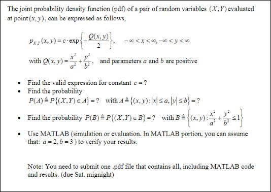 The Joint Probability Density Function Pdf Of A Chegg Com