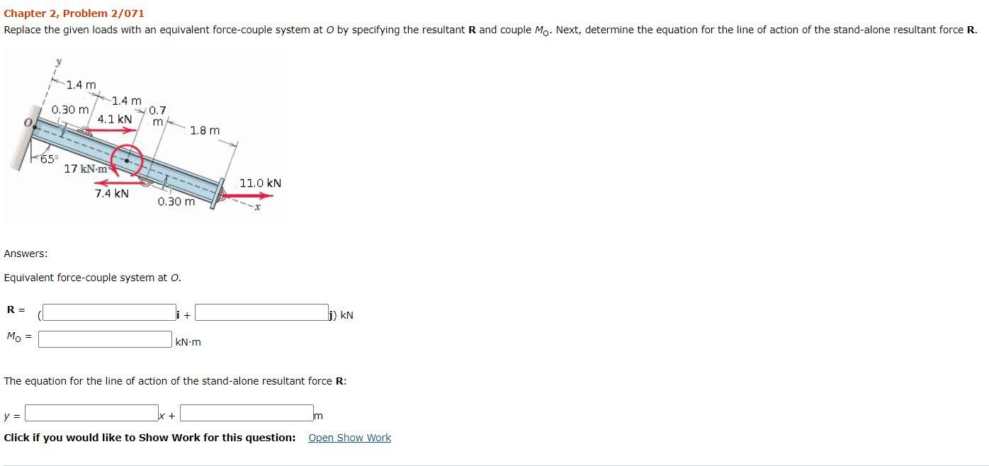 Solved Chapter 2, Problem 2/071 Replace The Given Loads With | Chegg.com