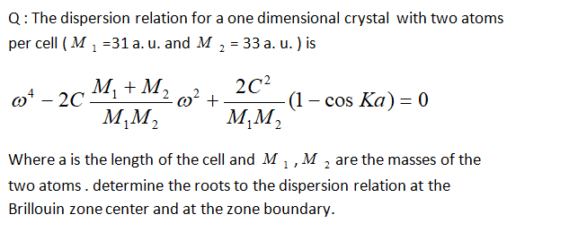 Solved Q: The dispersion relation for a one dimensional | Chegg.com