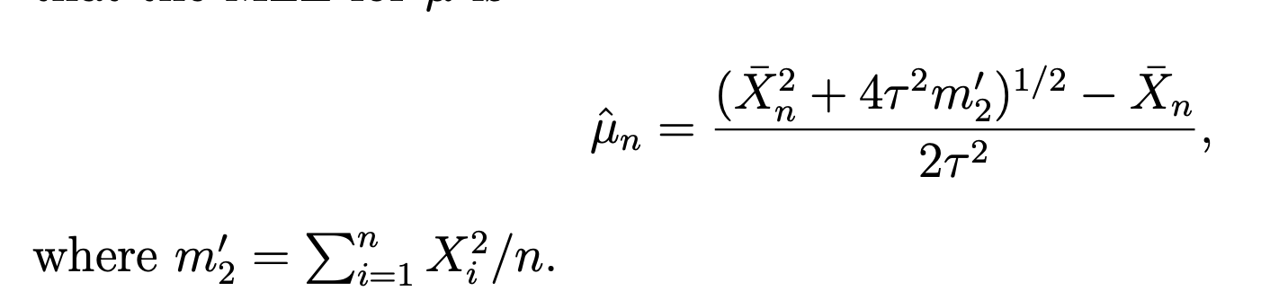 Solved μ^n=2τ2(Xˉn2+4τ2m2′)1/2−Xˉnm2′=∑i=1nXi2/n | Chegg.com