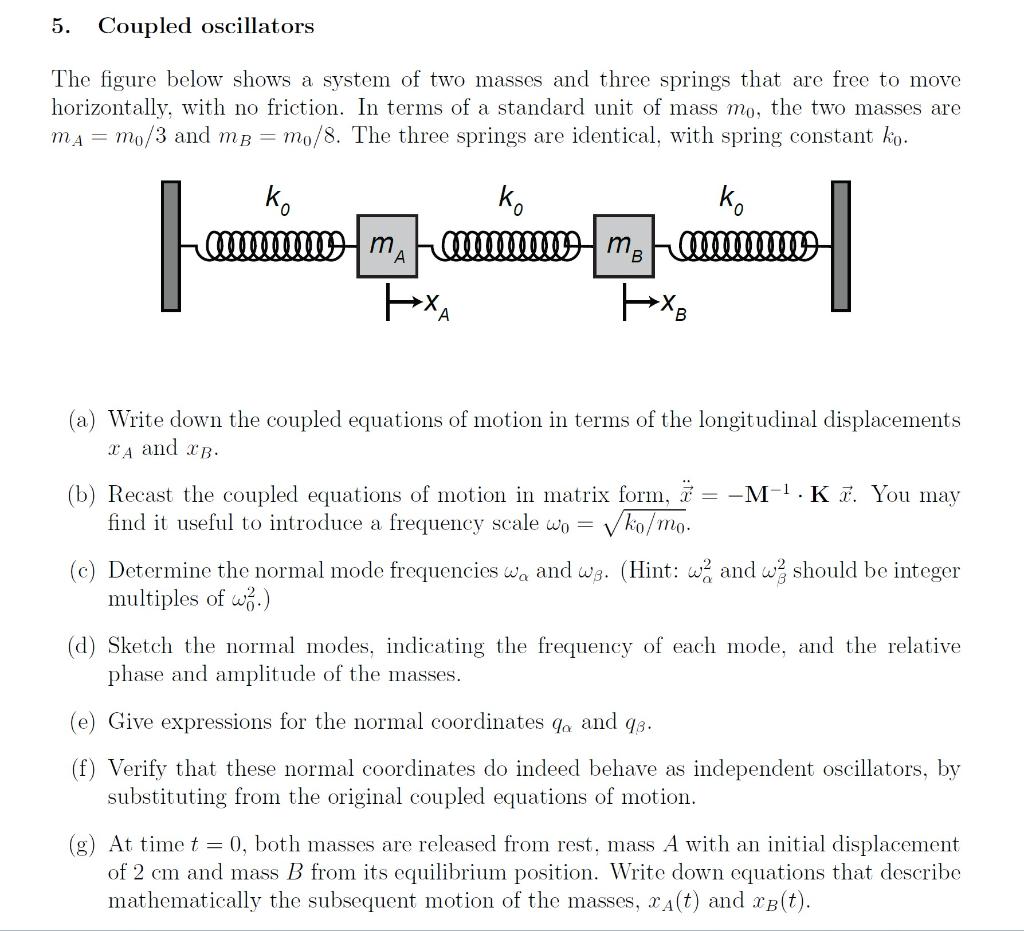 Solved 5. Coupled oscillators The figure below shows a