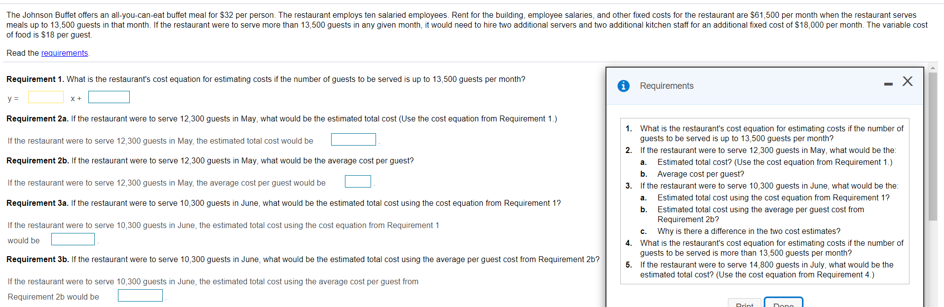 Solved The options for the first box in requirement 3c is: | Chegg.com
