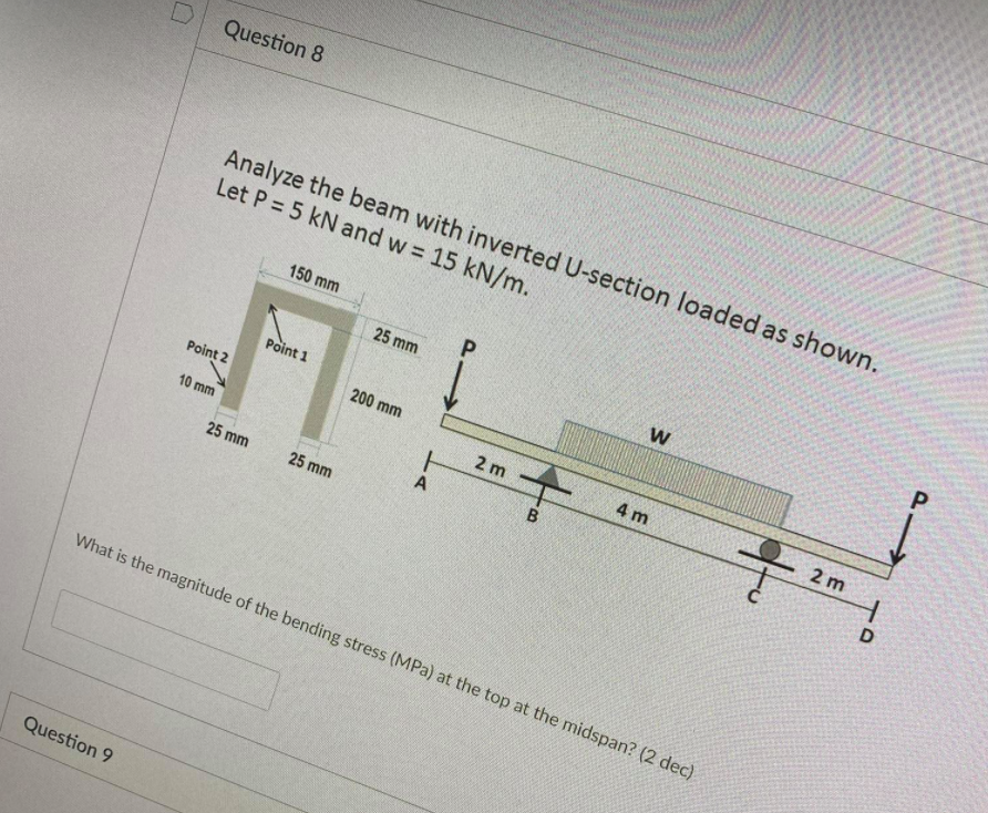 Solved Question 8 Analyze the beam with inverted U-section | Chegg.com